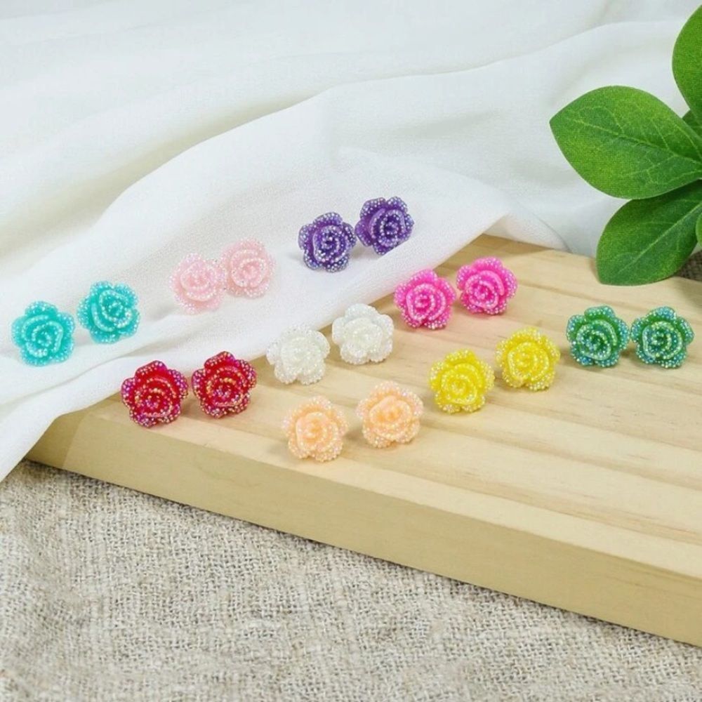NWT 9 Pack of Sparkly Flower Stud Earrings